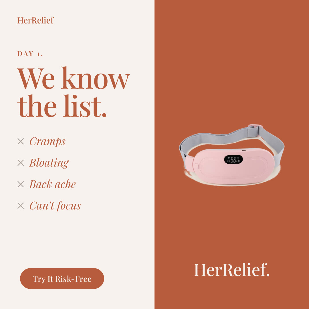 HerRelief solves cramps, bloating, back ache